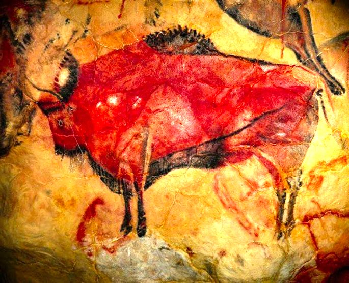 pintura rupestre de bisão em Altamira, Espanha