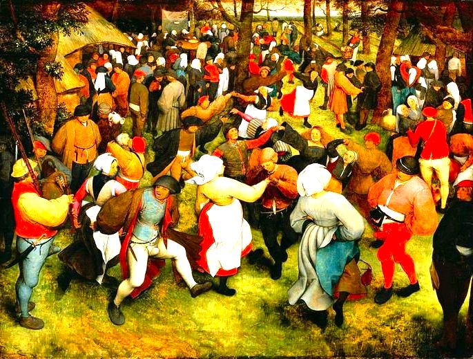 quadro representando dança grupal de camponeses na Idade Média