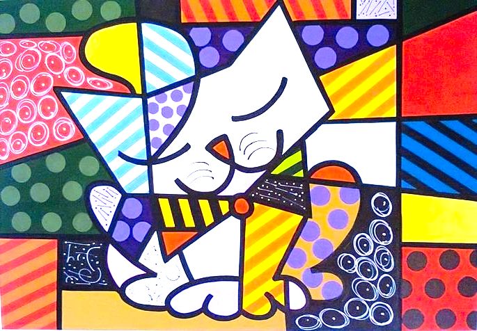 Romero Britto Para Colorir Gato Splat Le Chat Ecole Art Art