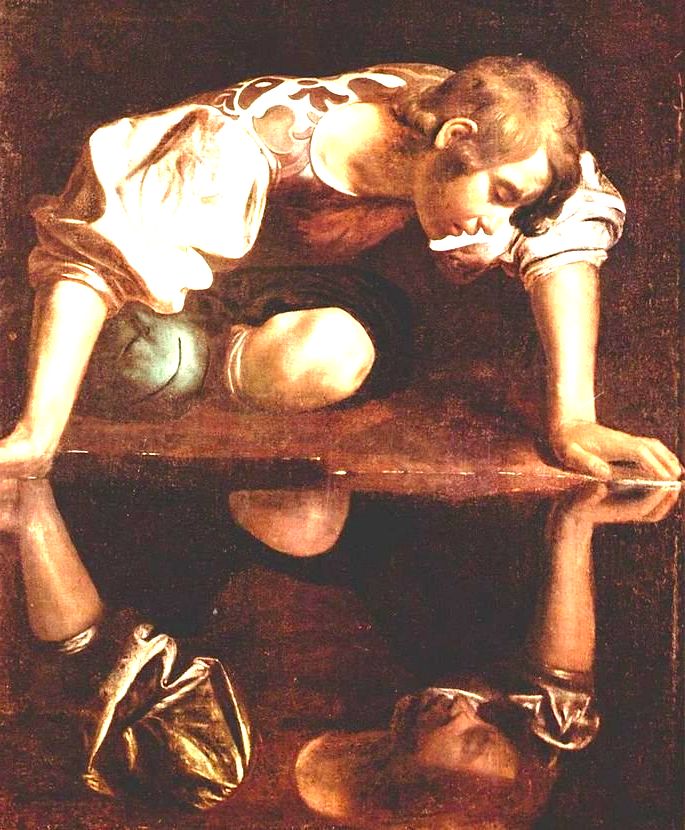 o mito de narciso por Caravaggio
