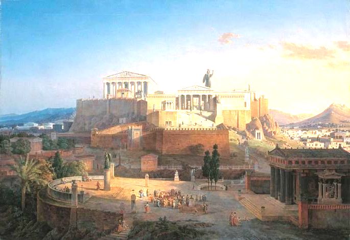 Acrópole e do Areópago em Atenas, Leo von Klenze, 1846.