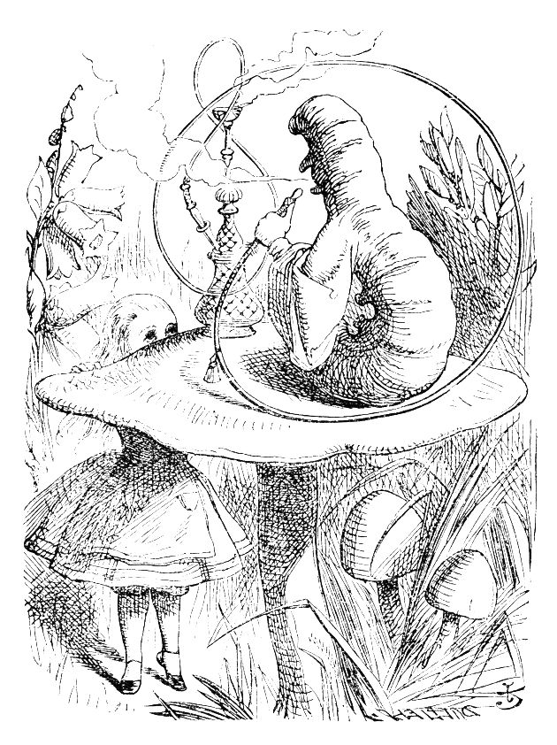 Alice e a Lagarta, ilustração de John Tenniel.