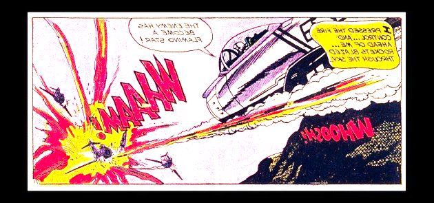 Imagem presente na revista All American Men of War (da DC) que serviu de inspiração para a composição de Whaam!