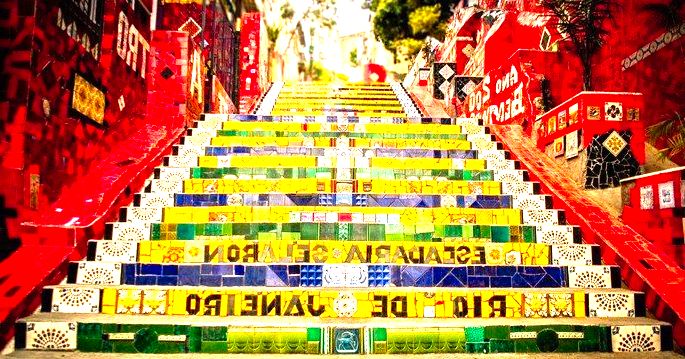 Escadaria Selaron, Rio de Janeiro, Brasil. Obra de Jorge Selaron inaugurada em 2013