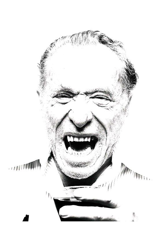 Retrato a preto e branco de Bukowski