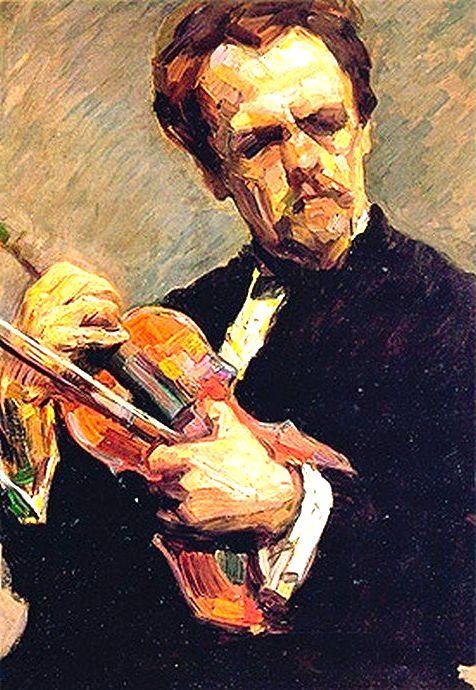 Homem com violino, quadro de Lasar Segall
