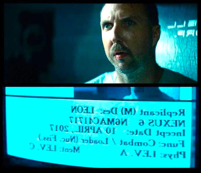 Leon realiza teste para detectar se ele é um replicante em Blade runner