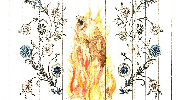 Desenho de urso queimando.