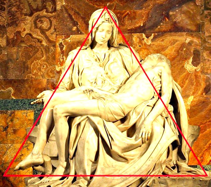 Pieta, detalhe: formato de piramide