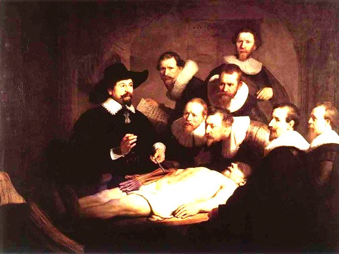 Quadro A Lição de Anatomia do Doutor Tulp, de autoria do pintor holandês Rembrandt