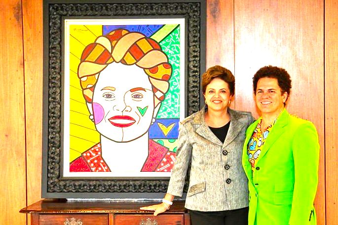 Romero Britto e Dilma Rousseff