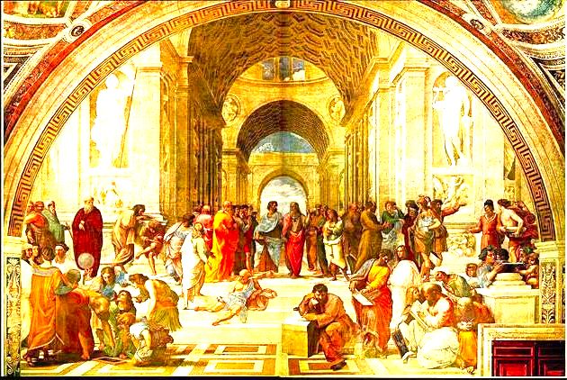 Escola de Atenas - afresco, 500 cm × 770 cm, 1509–1511 - Rafael, Palácio Apostólico, Vaticano