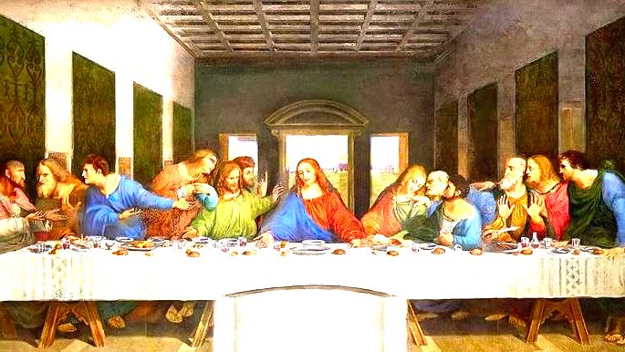 A última ceia, de Leonardo da Vinci exibe uma refeição entre Jesus e seus apóstolos