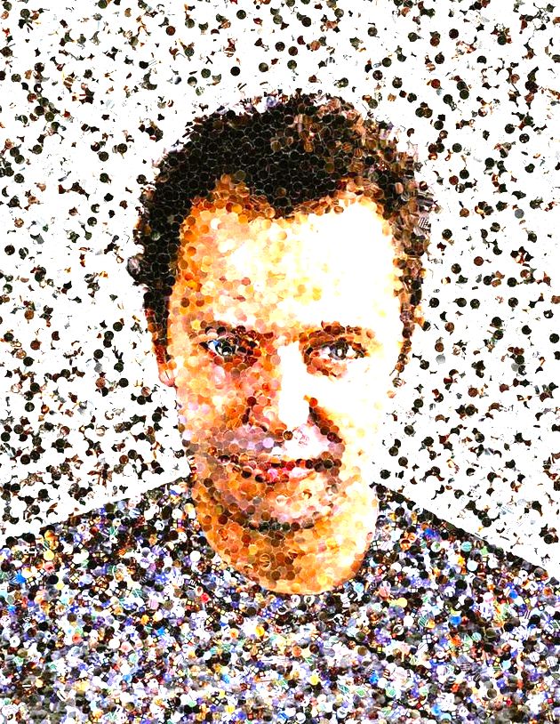 Autorretrato feito por Vik Muniz com pedaços de papel.